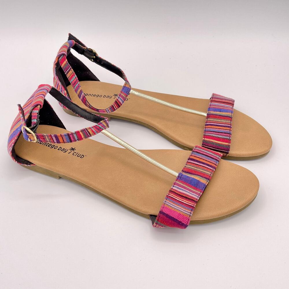 Montego Bay Womens Sandals Size 9 Striped Bohemian Festival